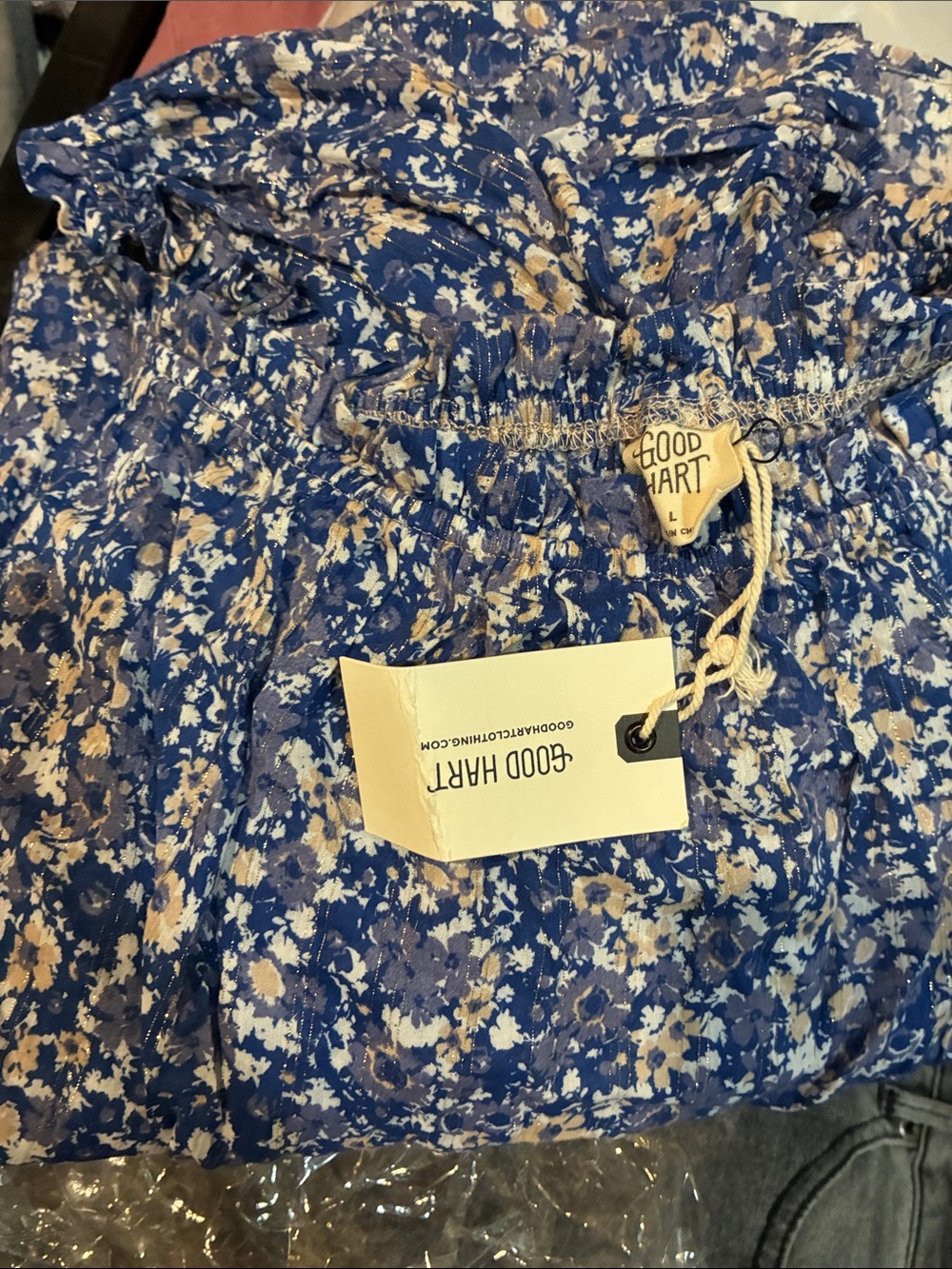 Good Hart Blue Floral Sheer Blouse
